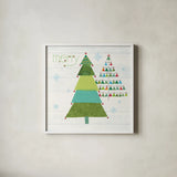 Christmas Patchwork I by Courtney Prahl. Shown in a crisp white glass frame for a clean and minimalist style. Available as an archival giclee rolled canvas, fine art paper, or poster print. SKU 38466a.