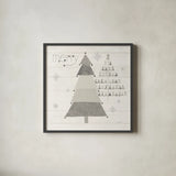 Christmas Patchwork I Neutral by Courtney Prahl. Shown in a sleek black glass frame for a contemporary gallery look. Available as an archival giclee rolled canvas, fine art paper, or poster print. SKU 39811a.