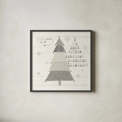 Christmas Patchwork I Neutral by Courtney Prahl. Shown in a sleek black glass frame for a contemporary gallery look. Available as an archival giclee rolled canvas, fine art paper, or poster print. SKU 39811a.