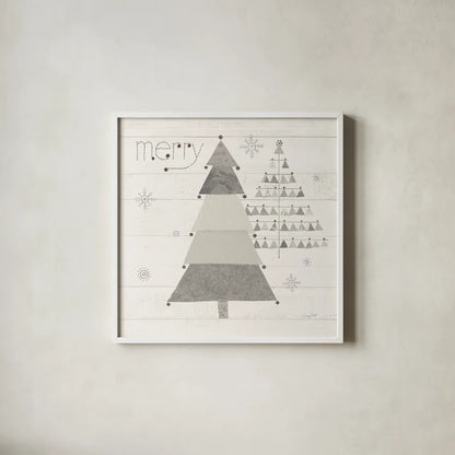 Christmas Patchwork I Neutral by Courtney Prahl. Shown in a crisp white glass frame for a clean and minimalist style. Available as an archival giclee rolled canvas, fine art paper, or poster print. SKU 39811a.