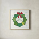 Christmas Patchwork II by Courtney Prahl. Shown in a natural wood glass frame for a timeless modern aesthetic. Available as an archival giclee rolled canvas, fine art paper, or poster print. SKU 38467a.