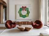 Christmas Patchwork II by Courtney Prahl. Shown as extra-large giant wall art in a modern living room. Available as an archival giclee rolled canvas, fine art paper, or poster print. SKU 38467a.