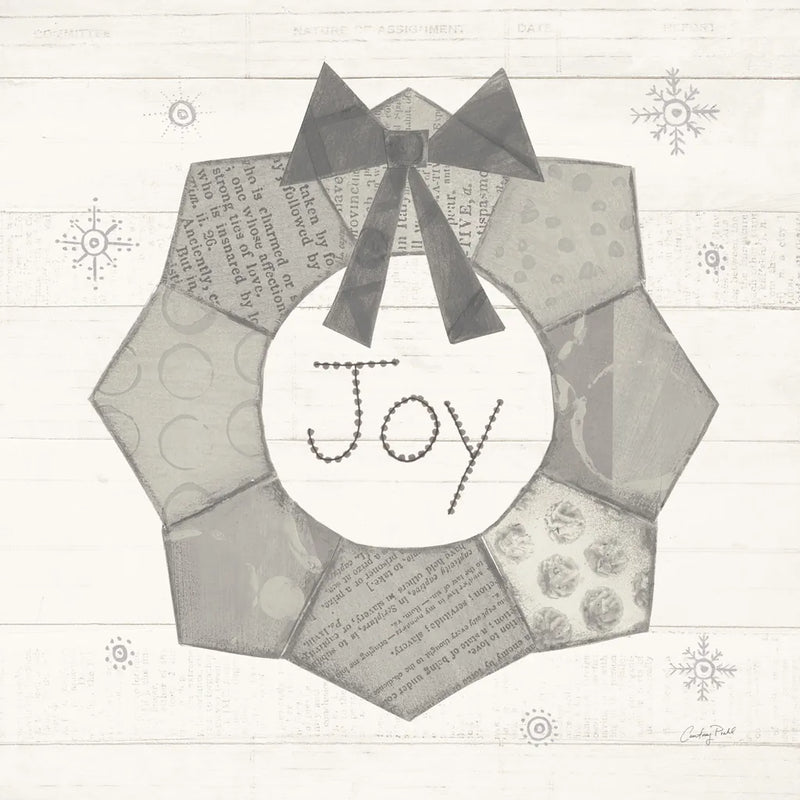 Christmas Patchwork II Neutral by Courtney Prahl. SKU 39812a. Archival Giclee Fine art print for wall decor.
