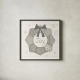 Christmas Patchwork II Neutral by Courtney Prahl. Shown in a sleek black glass frame for a contemporary gallery look. Available as an archival giclee rolled canvas, fine art paper, or poster print. SKU 39812a.