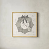 Christmas Patchwork II Neutral by Courtney Prahl. Shown in a natural wood glass frame for a timeless modern aesthetic. Available as an archival giclee rolled canvas, fine art paper, or poster print. SKU 39812a.