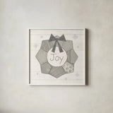 Christmas Patchwork II Neutral by Courtney Prahl. Shown in a crisp white glass frame for a clean and minimalist style. Available as an archival giclee rolled canvas, fine art paper, or poster print. SKU 39812a.