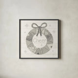 Christmas Patchwork III Neutral by Courtney Prahl. Shown in a sleek black glass frame for a contemporary gallery look. Available as an archival giclee rolled canvas, fine art paper, or poster print. SKU 39813a.