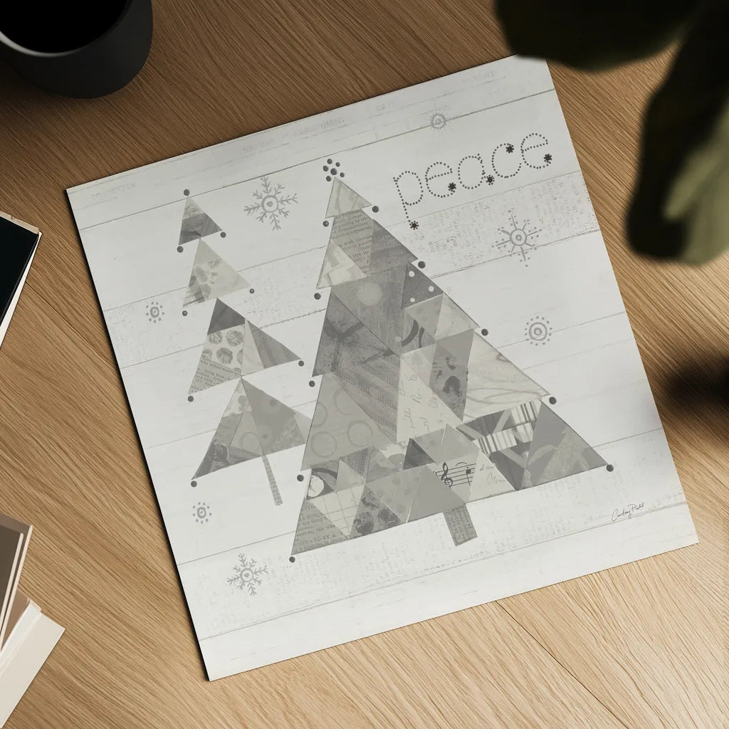 Christmas Patchwork IV Neutral by Courtney Prahl. Shown as a detailed flat fine art print, highlighting archival giclee quality. Available as an archival giclee rolled canvas, fine art paper, or poster print. SKU 39814a.