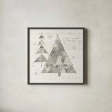 Christmas Patchwork IV Neutral by Courtney Prahl. Shown in a sleek black glass frame for a contemporary gallery look. Available as an archival giclee rolled canvas, fine art paper, or poster print. SKU 39814a.