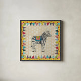 Circus Fun I by Courtney Prahl. Shown in a sleek black glass frame for a contemporary gallery look. Available as an archival giclee rolled canvas, fine art paper, or poster print. SKU 34065a.