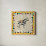 Circus Fun I by Courtney Prahl. Shown in a natural wood glass frame for a timeless modern aesthetic. Available as an archival giclee rolled canvas, fine art paper, or poster print. SKU 34065a.
