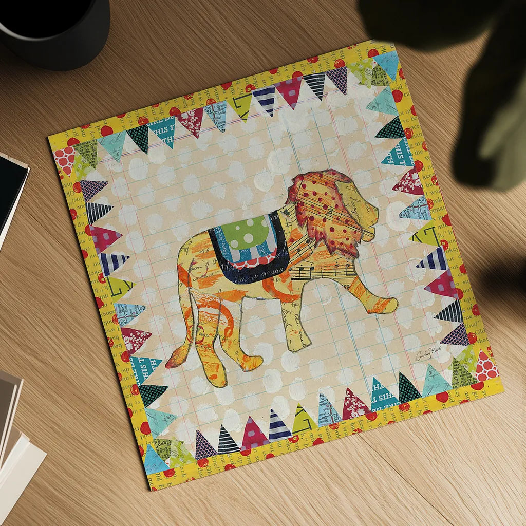 Circus Fun IV by Courtney Prahl. Shown as a detailed flat fine art print, highlighting archival giclee quality. Available as an archival giclee rolled canvas, fine art paper, or poster print. SKU 34068a.