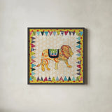 Circus Fun IV by Courtney Prahl. Shown in a sleek black glass frame for a contemporary gallery look. Available as an archival giclee rolled canvas, fine art paper, or poster print. SKU 34068a.