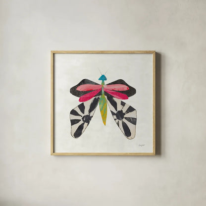 Collage Insects III by Courtney Prahl. Shown in a natural wood glass frame for a timeless modern aesthetic. Available as an archival giclee rolled canvas, fine art paper, or poster print. SKU 103028a.