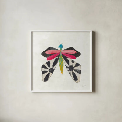 Collage Insects III by Courtney Prahl. Shown in a crisp white glass frame for a clean and minimalist style. Available as an archival giclee rolled canvas, fine art paper, or poster print. SKU 103028a.