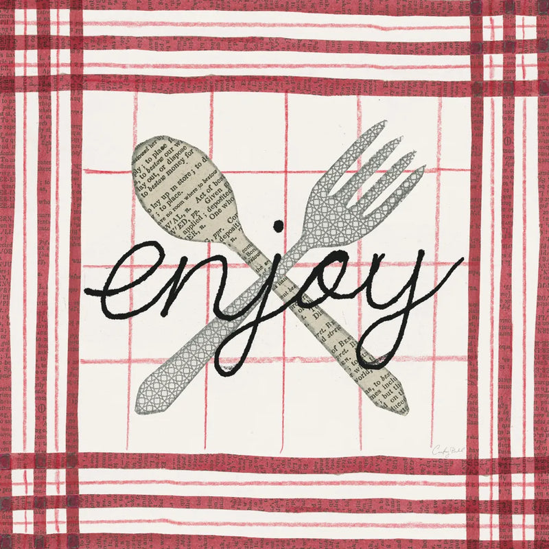 Cool Kitchen Enjoy by Courtney Prahl. SKU 56976a. Archival Giclee Fine art print for wall decor.