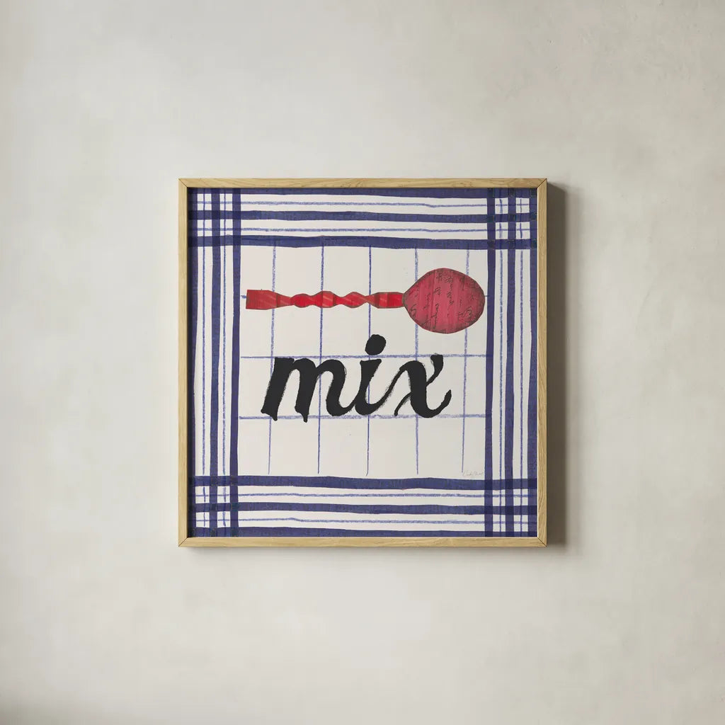 Cool Kitchen Mix by Courtney Prahl. Shown in a natural wood glass frame for a timeless modern aesthetic. Available as an archival giclee rolled canvas, fine art paper, or poster print. SKU 56977a.