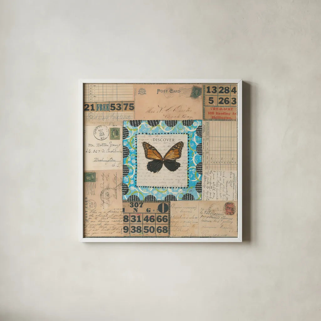 Discover Butterfly by Courtney Prahl. Shown in a crisp white glass frame for a clean and minimalist style. Available as an archival giclee rolled canvas, fine art paper, or poster print. SKU 52369a.