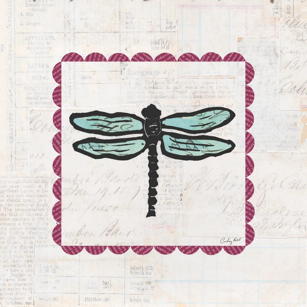 Dragonfly Stamp Bright by Courtney Prahl. SKU 42870a. Archival Giclee Fine art print for wall decor.