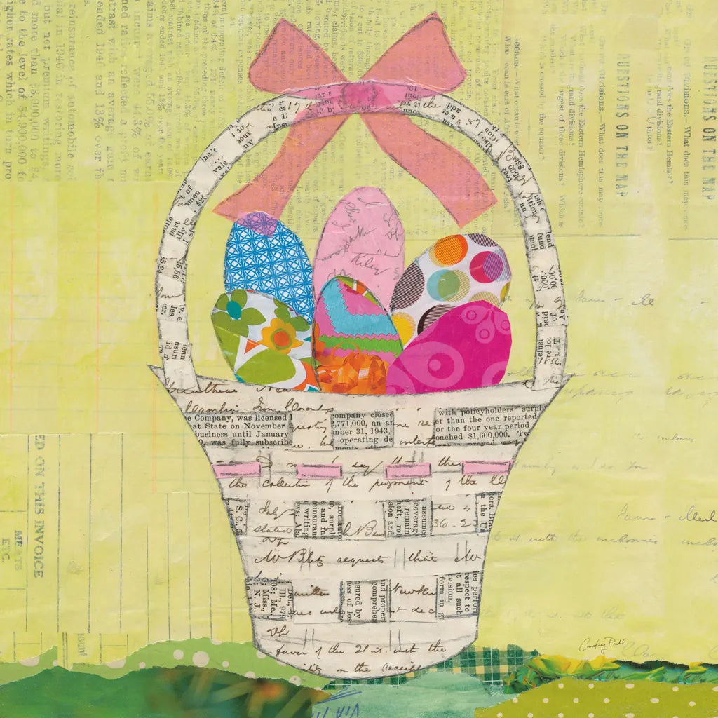 Easter Basket Delight Square by Courtney Prahl. SKU 52383a. Archival Giclee Fine art print for wall decor.