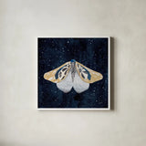 Elegant Moth II by Courtney Prahl. Shown in a crisp white glass frame for a clean and minimalist style. Available as an archival giclee rolled canvas, fine art paper, or poster print. SKU 103148a.