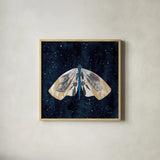 Elegant Moth III by Courtney Prahl. Shown in a natural wood glass frame for a timeless modern aesthetic. Available as an archival giclee rolled canvas, fine art paper, or poster print. SKU 103149a.