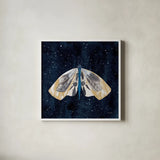 Elegant Moth III by Courtney Prahl. Shown in a crisp white glass frame for a clean and minimalist style. Available as an archival giclee rolled canvas, fine art paper, or poster print. SKU 103149a.