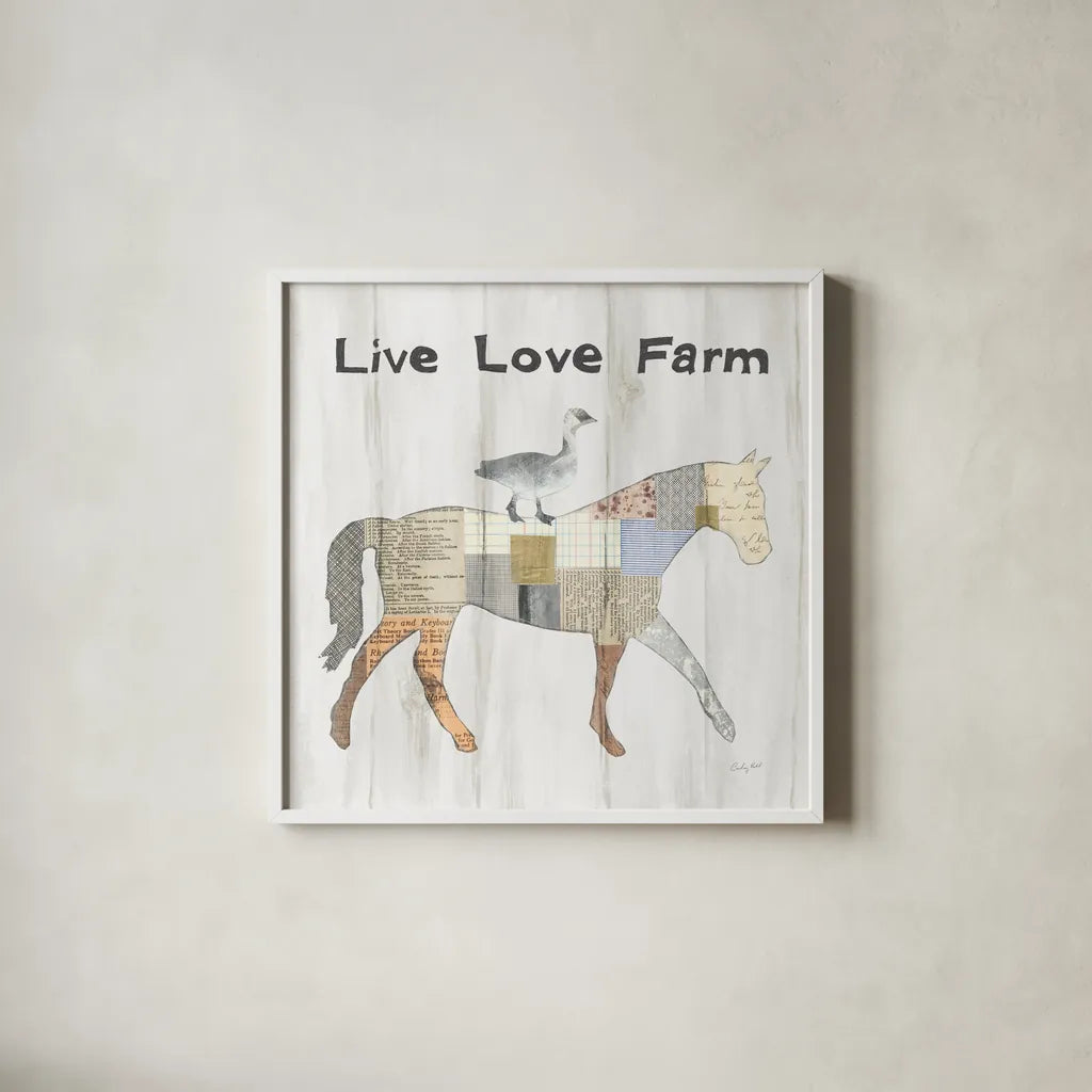 Farm Family V by Courtney Prahl. Shown in a crisp white glass frame for a clean and minimalist style. Available as an archival giclee rolled canvas, fine art paper, or poster print. SKU 34392a.