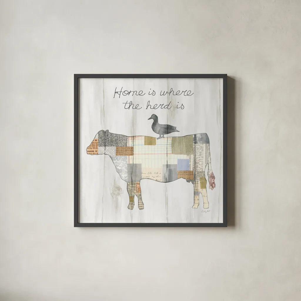 Farm Family VI by Courtney Prahl. Shown in a sleek black glass frame for a contemporary gallery look. Available as an archival giclee rolled canvas, fine art paper, or poster print. SKU 34393a.