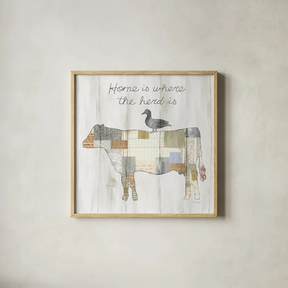 Farm Family VI by Courtney Prahl. Shown in a natural wood glass frame for a timeless modern aesthetic. Available as an archival giclee rolled canvas, fine art paper, or poster print. SKU 34393a.