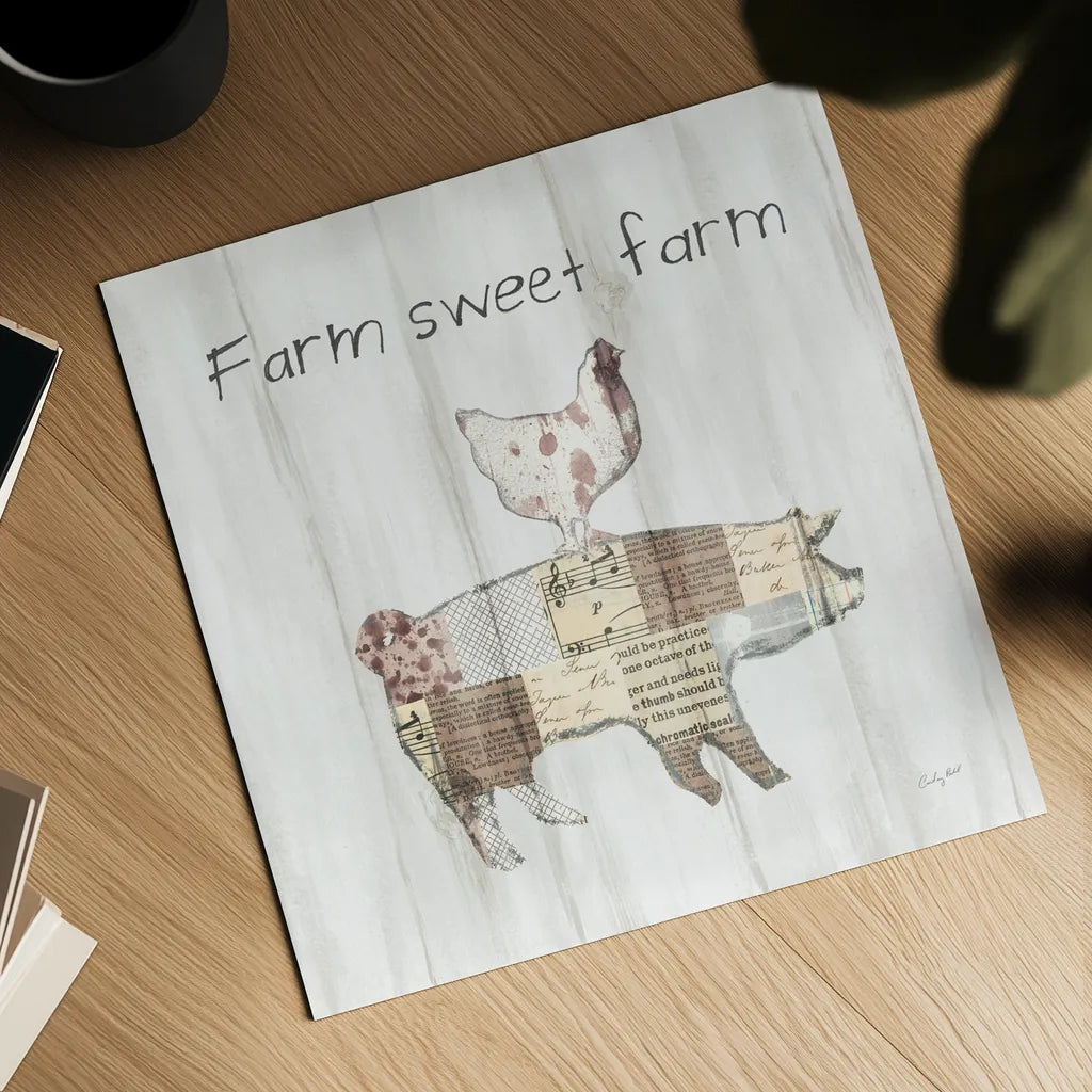 Farm Family VII by Courtney Prahl. Shown as a detailed flat fine art print, highlighting archival giclee quality. Available as an archival giclee rolled canvas, fine art paper, or poster print. SKU 34394a.