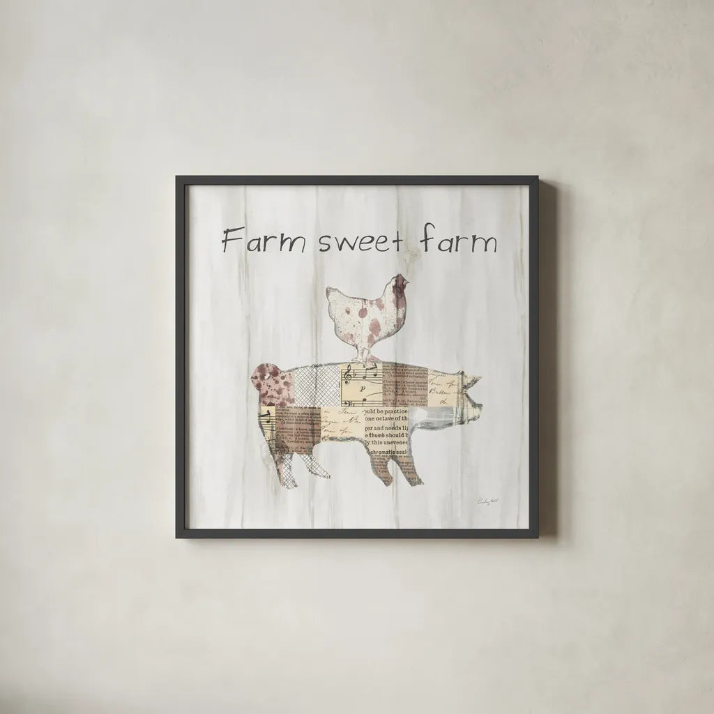 Farm Family VII by Courtney Prahl. Shown in a sleek black glass frame for a contemporary gallery look. Available as an archival giclee rolled canvas, fine art paper, or poster print. SKU 34394a.