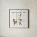 Farm Family VII by Courtney Prahl. Shown in a natural wood glass frame for a timeless modern aesthetic. Available as an archival giclee rolled canvas, fine art paper, or poster print. SKU 34394a.