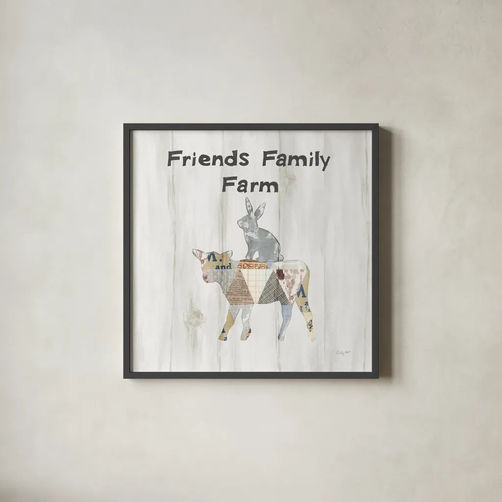 Farm Family VIII by Courtney Prahl. Shown in a sleek black glass frame for a contemporary gallery look. Available as an archival giclee rolled canvas, fine art paper, or poster print. SKU 34395a.