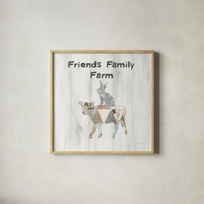 Farm Family VIII by Courtney Prahl. Shown in a natural wood glass frame for a timeless modern aesthetic. Available as an archival giclee rolled canvas, fine art paper, or poster print. SKU 34395a.