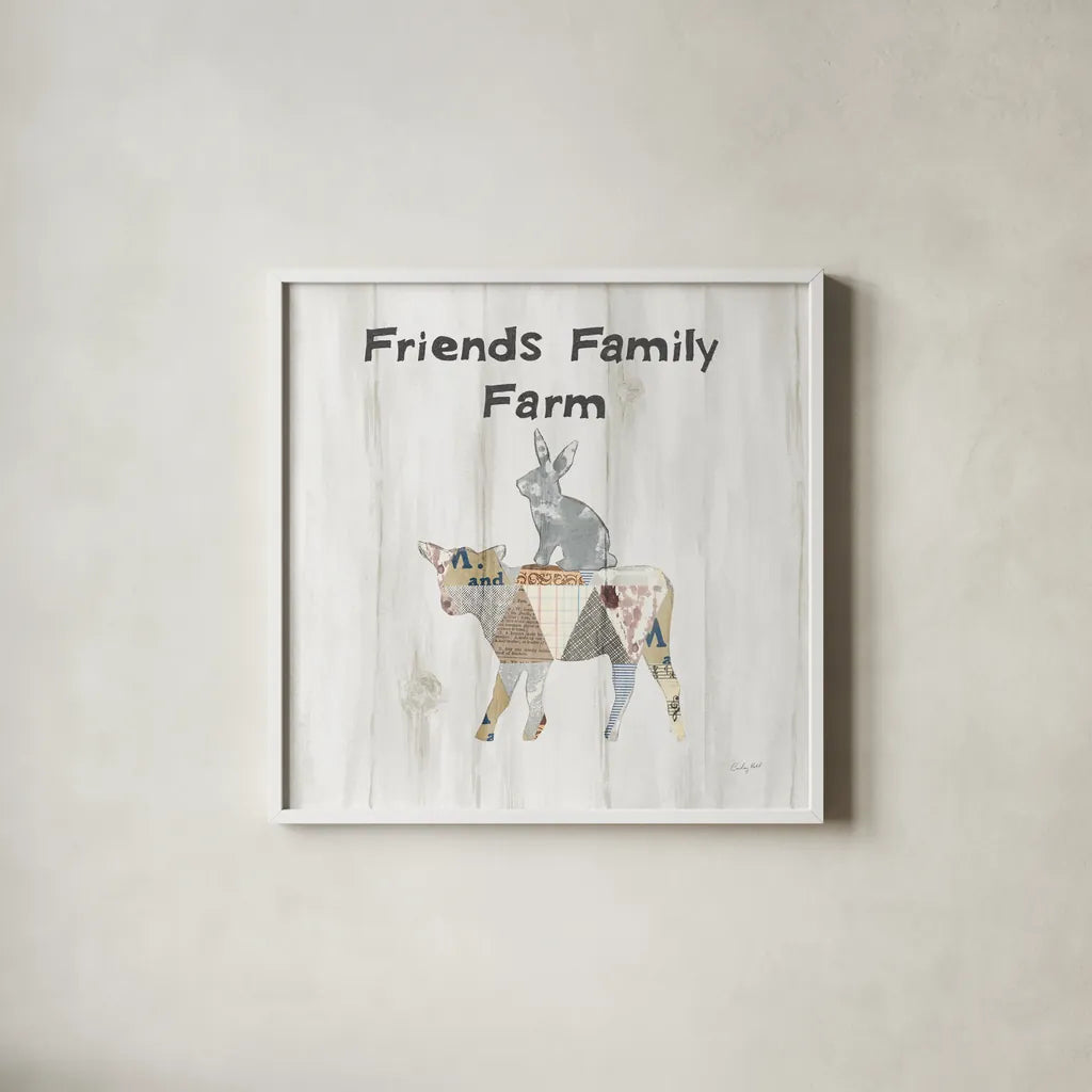 Farm Family VIII by Courtney Prahl. Shown in a crisp white glass frame for a clean and minimalist style. Available as an archival giclee rolled canvas, fine art paper, or poster print. SKU 34395a.