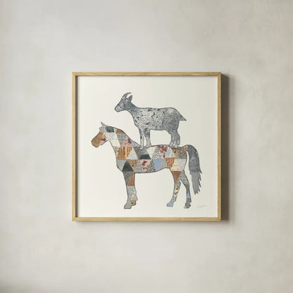 Farm Sweet Farm Element IV by Courtney Prahl. Shown in a natural wood glass frame for a timeless modern aesthetic. Available as an archival giclee rolled canvas, fine art paper, or poster print. SKU 43223a.