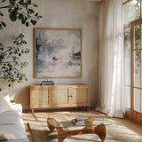 Finale I by Courtney Prahl. Shown in a natural wood frame in a cozy modern living room. Available as an archival giclee rolled canvas, fine art paper, or poster print. SKU 64281a.