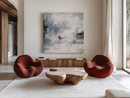 Finale I by Courtney Prahl. Shown as extra-large giant wall art in a modern living room. Available as an archival giclee rolled canvas, fine art paper, or poster print. SKU 64281a.