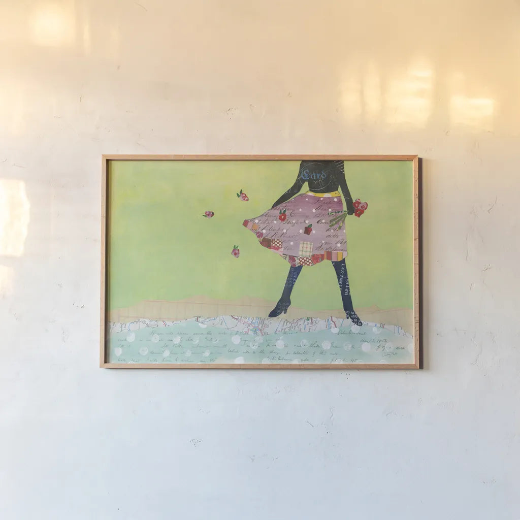 Flirty Skirts I by Courtney Prahl. shown as a paper print in a natural frame. Available as a archival giclee rolled canvas, fine art paper, or poster print. SKU 34069i.