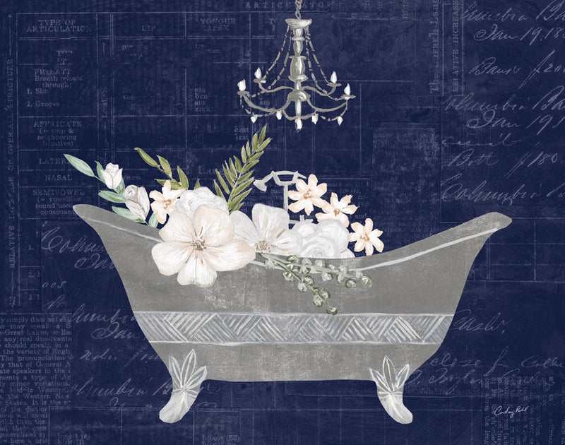 Floral Bath II Indigo by Courtney Prahl