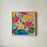 Floral Gift I by Courtney Prahl. Shown in a natural wood glass frame for a timeless modern aesthetic. Available as an archival giclee rolled canvas, fine art paper, or poster print. SKU 103367a.