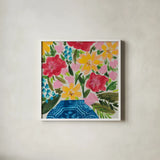 Floral Gift I by Courtney Prahl. Shown in a crisp white glass frame for a clean and minimalist style. Available as an archival giclee rolled canvas, fine art paper, or poster print. SKU 103367a.