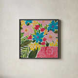 Floral Gift II by Courtney Prahl. Shown in a sleek black glass frame for a contemporary gallery look. Available as an archival giclee rolled canvas, fine art paper, or poster print. SKU 103368a.