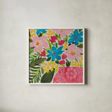 Floral Gift II by Courtney Prahl. Shown in a crisp white glass frame for a clean and minimalist style. Available as an archival giclee rolled canvas, fine art paper, or poster print. SKU 103368a.