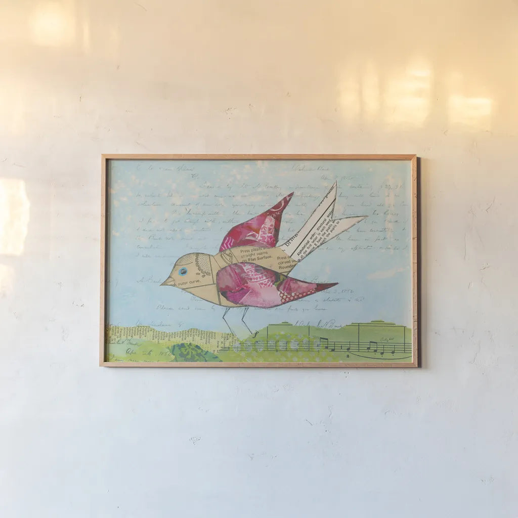 Flutter II by Courtney Prahl. shown as a paper print in a natural frame. Available as a archival giclee rolled canvas, fine art paper, or poster print. SKU 53877i.