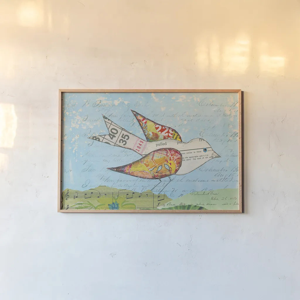 Flutter III by Courtney Prahl. shown as a paper print in a natural frame. Available as a archival giclee rolled canvas, fine art paper, or poster print. SKU 52440i.