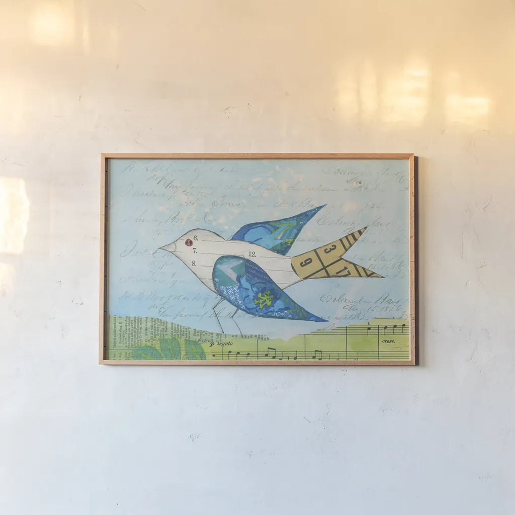 Flutter IV by Courtney Prahl. shown as a paper print in a natural frame. Available as a archival giclee rolled canvas, fine art paper, or poster print. SKU 52441i.