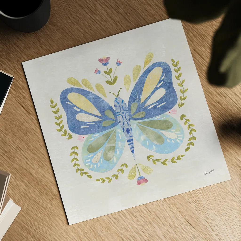 Folk Cottage I by Courtney Prahl. Shown as a detailed flat fine art print, highlighting archival giclee quality. Available as an archival giclee rolled canvas, fine art paper, or poster print. SKU 84081a.