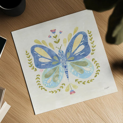 Folk Cottage I by Courtney Prahl. Shown as a detailed flat fine art print, highlighting archival giclee quality. Available as an archival giclee rolled canvas, fine art paper, or poster print. SKU 84081a.